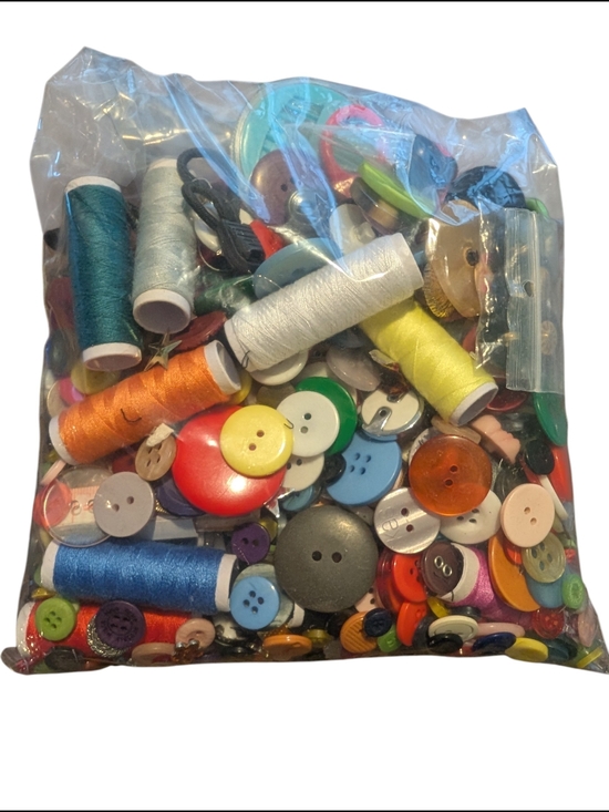 Other - Mixed Sewing Buttons & Thread Bundle - Multicolor